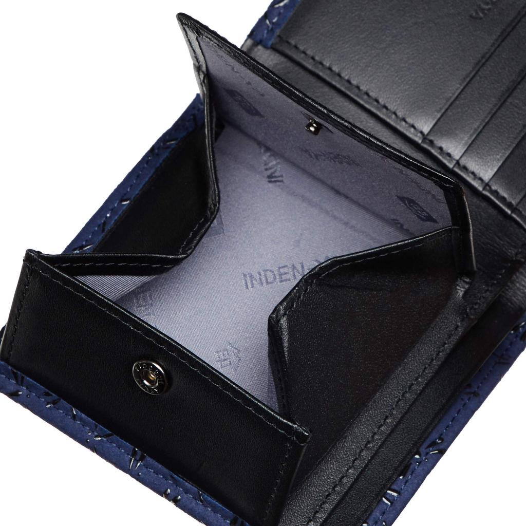 Wallet Bill Compartment S Navy Deerskin X Black Lacquer Dragonfly Pattern [Indenya] Bi-fold Men's 2008-4-008