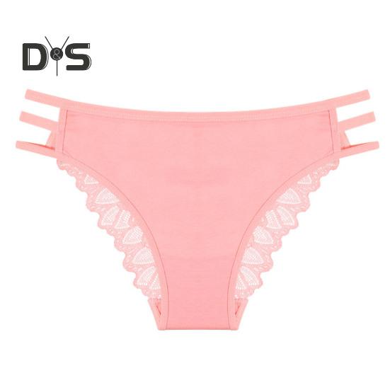 

Женские трусики с низкой талией, эластичная кружевная отделка, полые бретели, хорошая воздухопроницаемость, однотонные влагоотводящие трусы для занятий спортом и работы S розовый