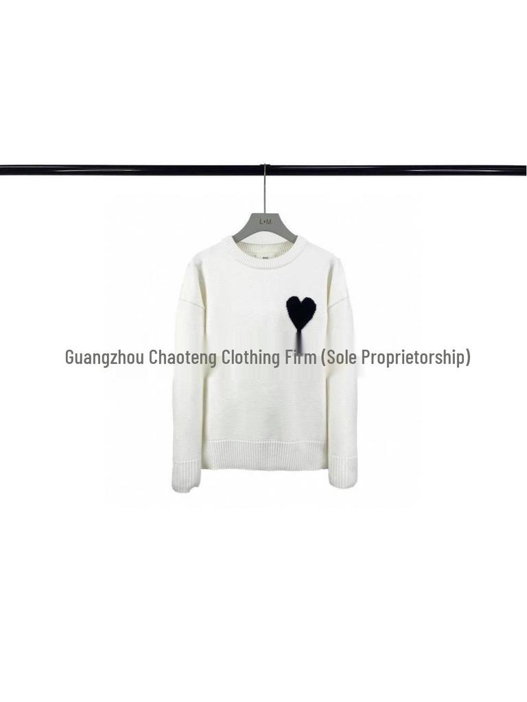 Unisex Liebesherz Klassischer Rundhals Jacquard Pullover - Locker, Trendige Strickware