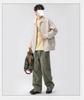 Men's American Retro Versatile Loose Jacket - Autumn Solid Color Fashion with Simple Lapel and Zipper