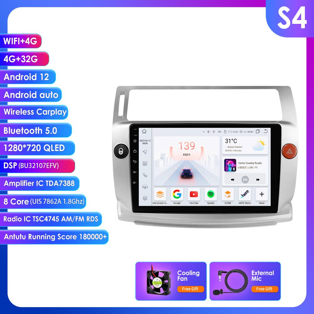 Ossuret Intelligent Car Radio Android for Citroen C4 C Triomphe C Quatre 2004-2009 Carplay Car Stereo Multimedia Video Player GPS 2din 7862 Audio