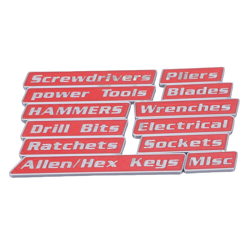 12pcs Magnetic Toolbox Labels Reusable 3D Printed Toolbox Drawer for Steel Tool Boxes Cart Drawers Cabinets