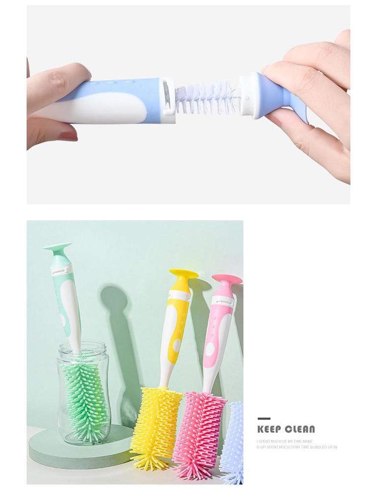 Multifunctional Silicone Bottle and Cup Cleaning Brush with Long Handle