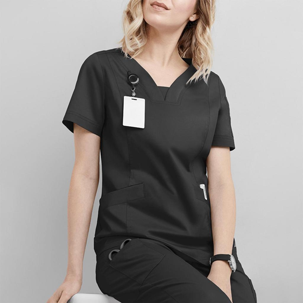 Women's Short Sleeve Scrub Top - Nurse/Surgeon Workwear T-Shirt Gown