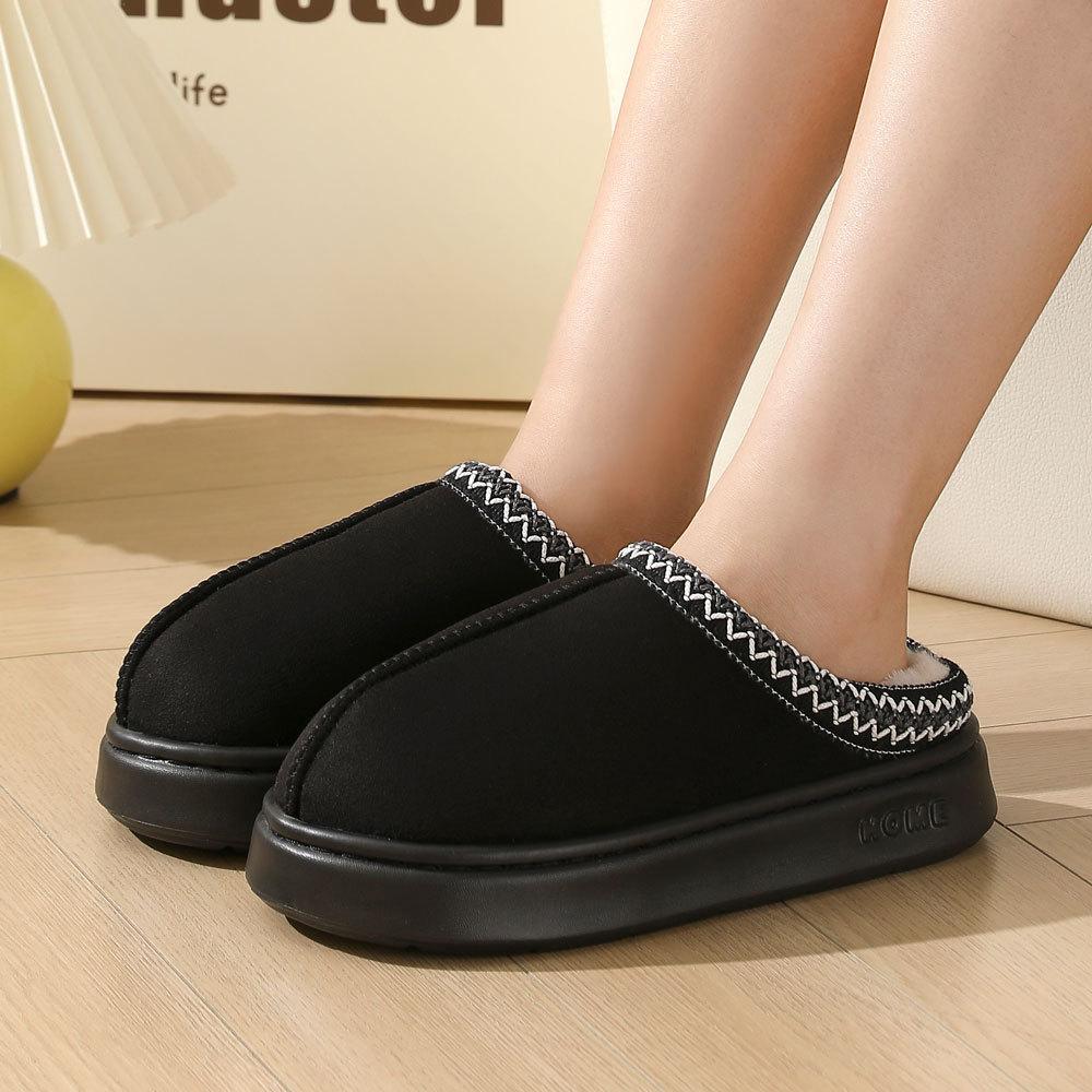 New autumn and winter lace fashion cotton slippers household couple indoor and outdoor warm cotton slippers