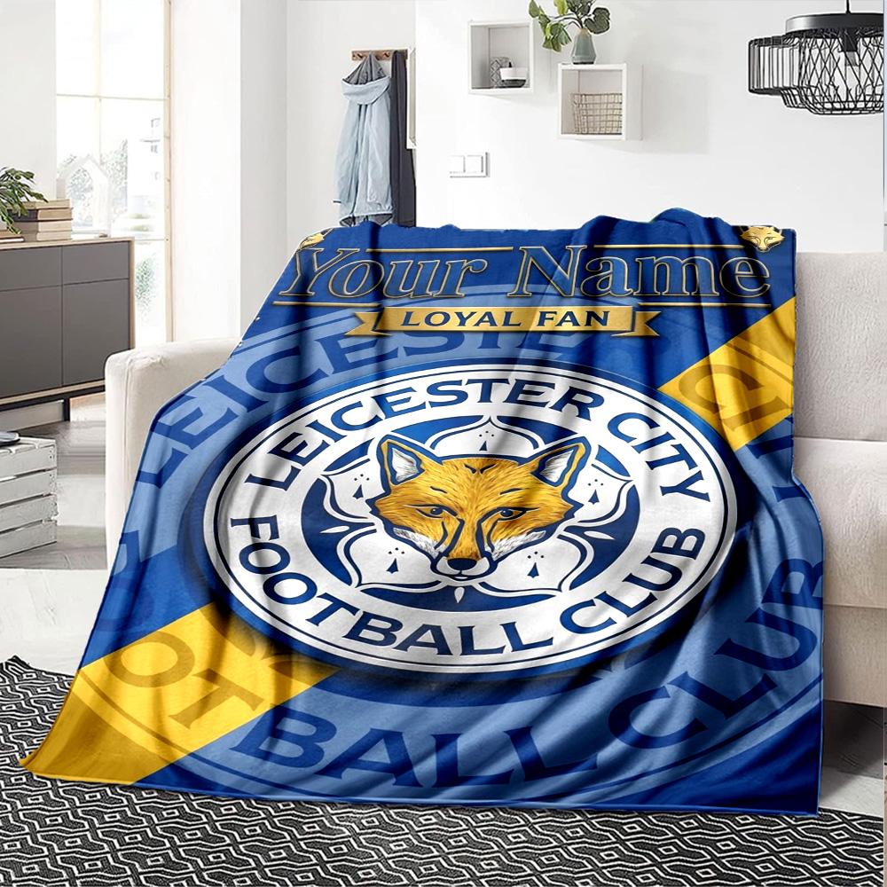 Name Custom Leicester City FC Print Flannel Blanket High Quality Warm Comfortable Cover for All Seasons Perfect for Gifts Home Decor