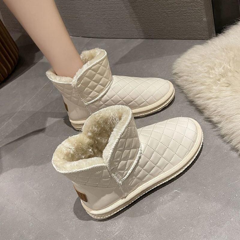 

Бархатные зимние ботинки с круглым носком женские осенне-зимние ромбовидные однотонные хлопковые туфли женские кожаные туфли на одной педали 40