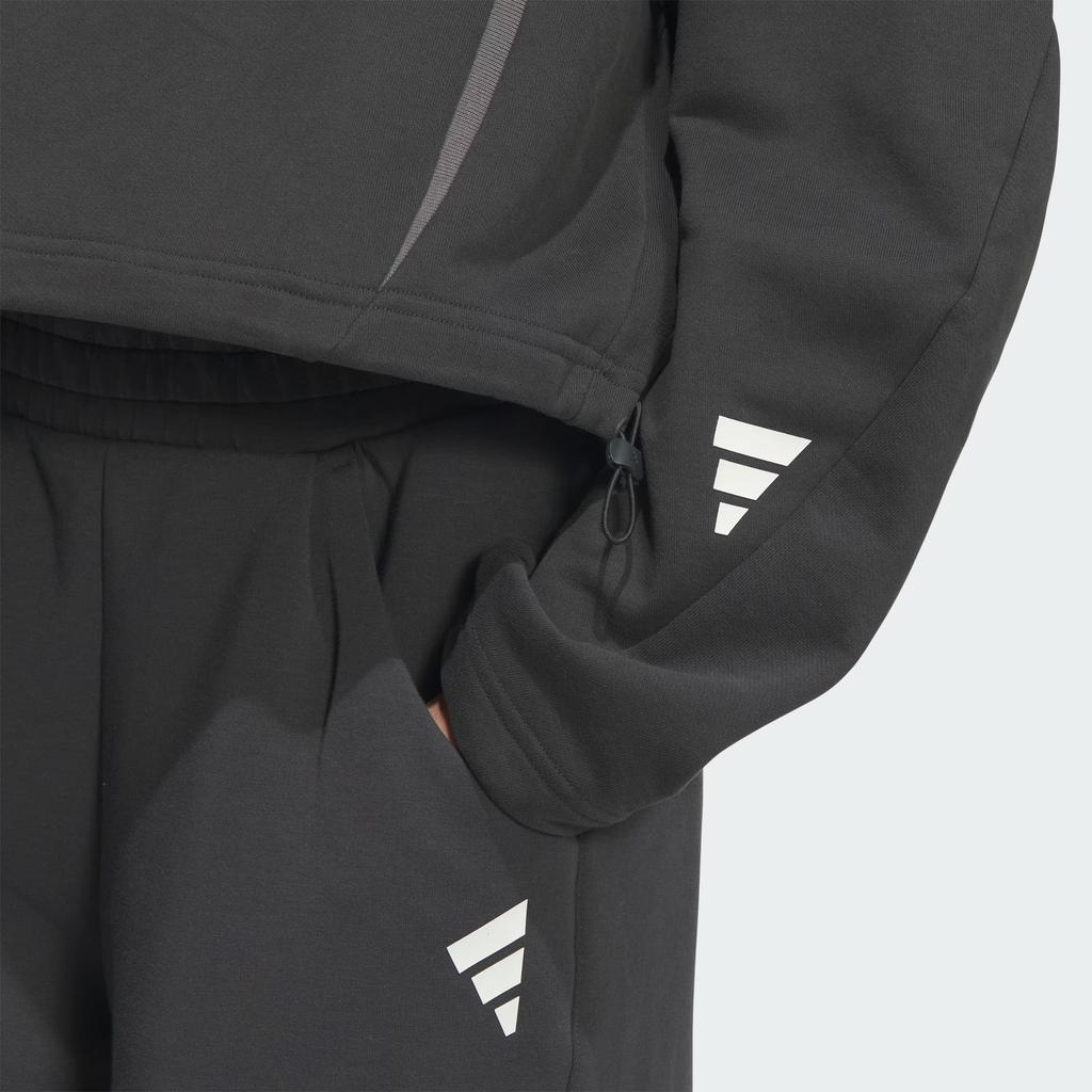 Adidas Fustl W Crew Loose Fit Round Neck Fashion Versatile Long Sleeve Short Sweatshirt Women Sweatshirt Carbon-Black JM4275