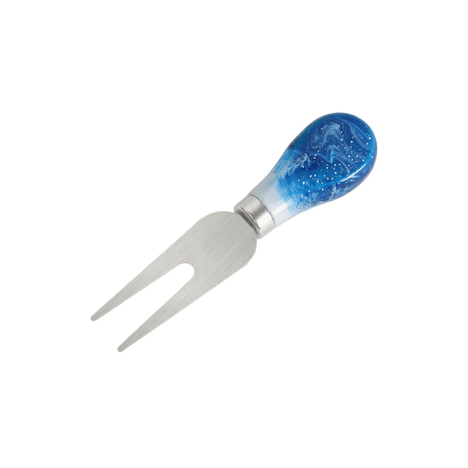 Stainless Steel Cheese Fork with Resin Handle Western Style Cheese Serving Tool Durable Two-Prong Fork for Cheese and Appetizers one size