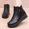 Damen Übergröße Leder Weiche Sohle Erhöhte Höhe Winter Warm Fell Schneestiefel Gepolstert Gefüttert Stiefeletten Rutschfest Wandern Lässig Sport Baumwollstiefel