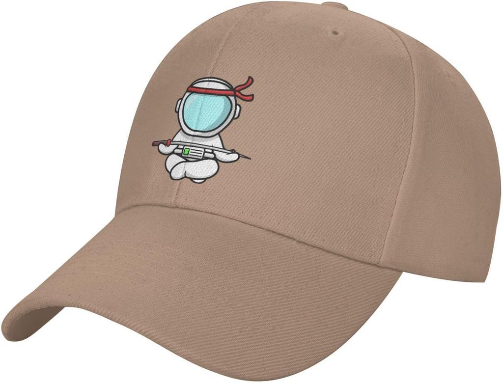 Astronaut Ninja Meditating With Sword Baseball Cap Polyester Casual Adjustable Sport Hat