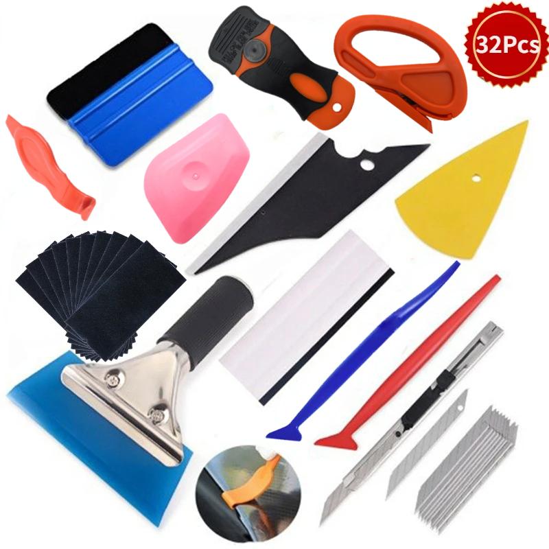New Car Vinyl Tint Film Installation Tool Kit Rubber Scraper Magnetic Holder Wrapping Sticker Carving Knife with Spare Blades