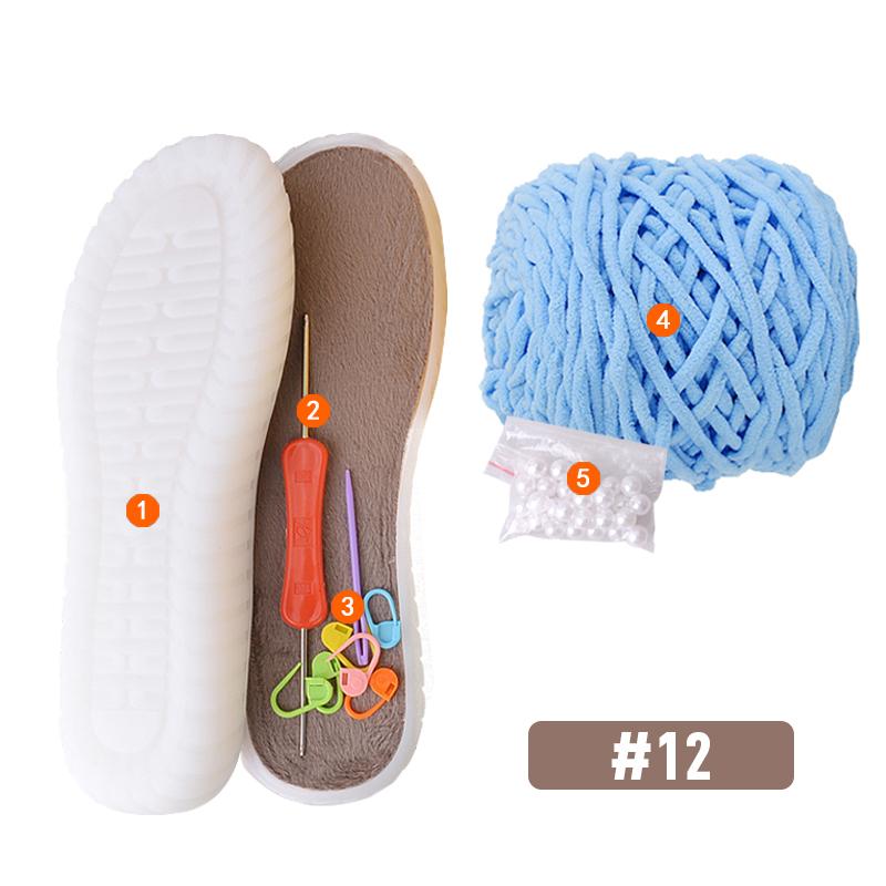 

Тапочки-лепестки ручной работы, подошва с крючками, мягкая резиновая подошва + полосатая бархатная линия, зимние тапочки ручной вязки, материал для вязания крючком 42