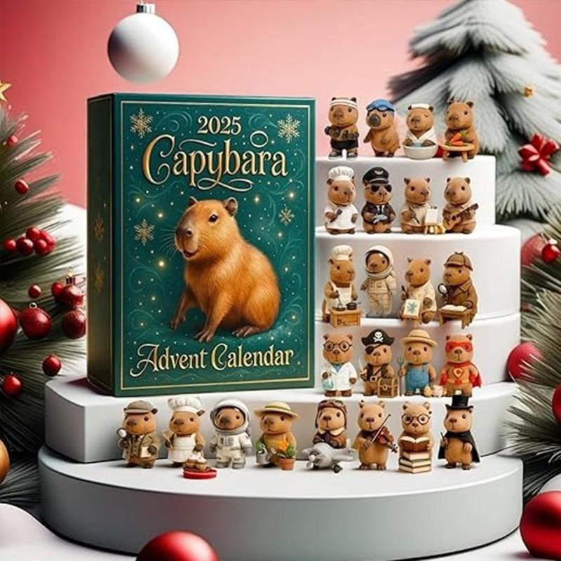 Capybara Advent Calendar 2025,24 Days Christmas Advent Countdown Calendar, 24 PCS Capybaras Animal Pendant Surprises for Christmas Tree Decoration