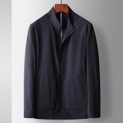 Printemps et Automne Nouveau Col Montant Sans Couture Caoutchouc Pressé Âge Moyen et Jeune Luxe Léger Affaires Loisirs Veste Fine