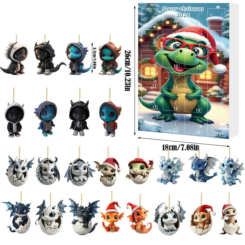 

Рождественский календарь-сюрприз с 24 акриловыми компонентами для детских драконов для праздничного декора Style A