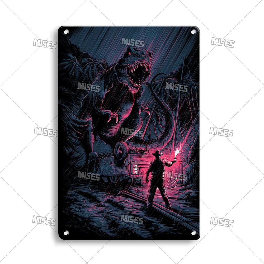 MISES Film Classico Jurassic Park Targa Metallica Pub Targa Metallica Giardino Vecchia Targa Murale Segno Metallico Arrugginito Decorazione Murale Poster Metallico