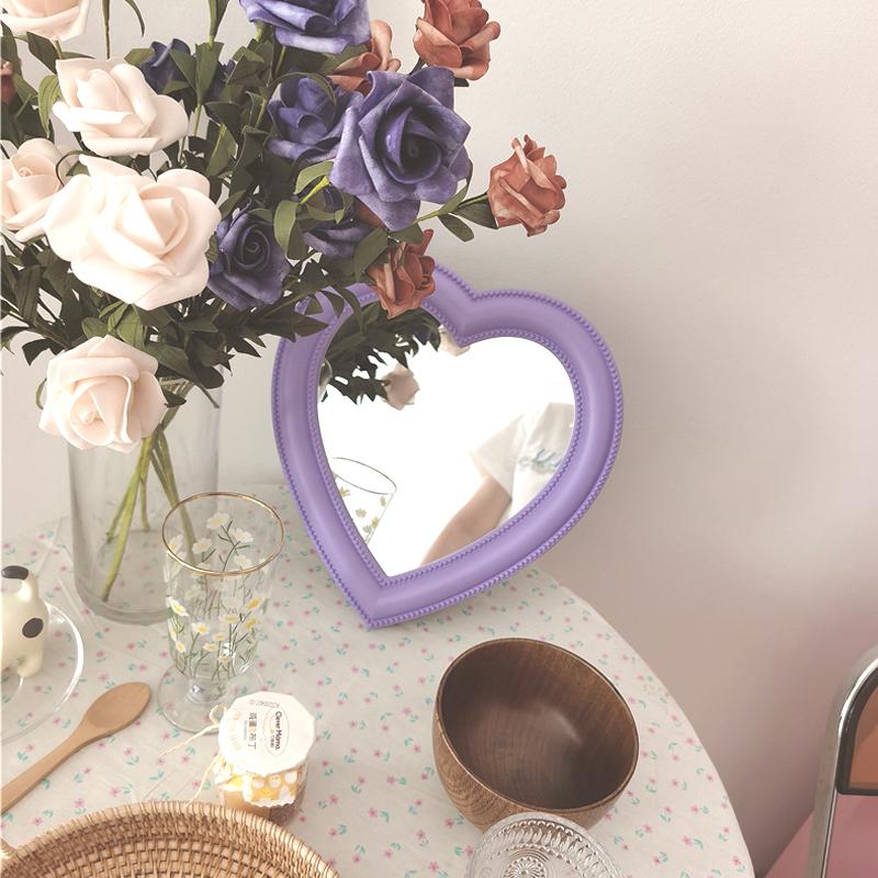 Heart Mirror Cosmetic Mirror Decorative Mirror Girl Heart Student Dormitory Mirror Home Decor Living Room Decoration Wall Decor