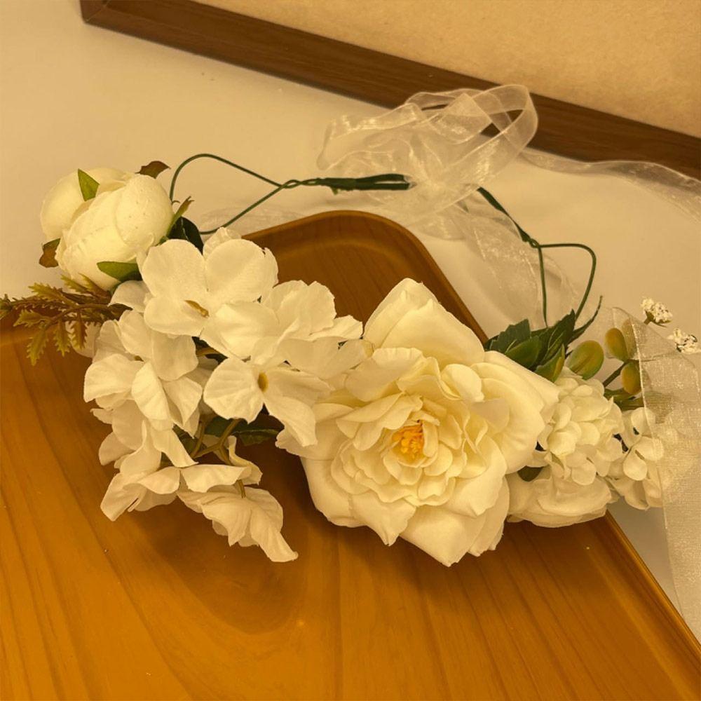 Rose Flower Headband Festival Wedding Green Leaf Floral Headpiece Flower Crown for Women Girls