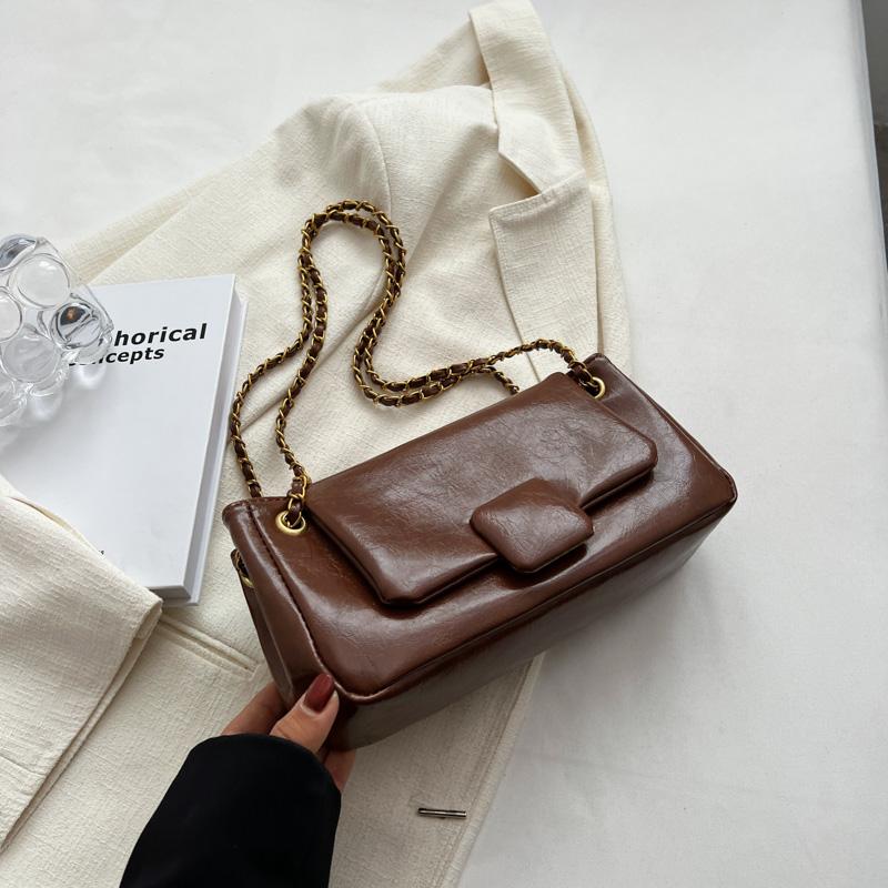 

Винтажные модные женские сумки весна-лето модная цепочка одно плечо сумка из искусственной кожи текстурированная женская сумка подмышкой (20cm<Max Length<30cm)