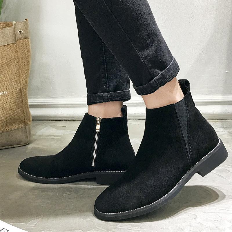 Fashion Fashion Chelsea Boots Men Pointed Comfortable ZIP Dress Boots Men Slip On Cheap 2024 New Men's Suede Shoes Zapatos Hombre Casual