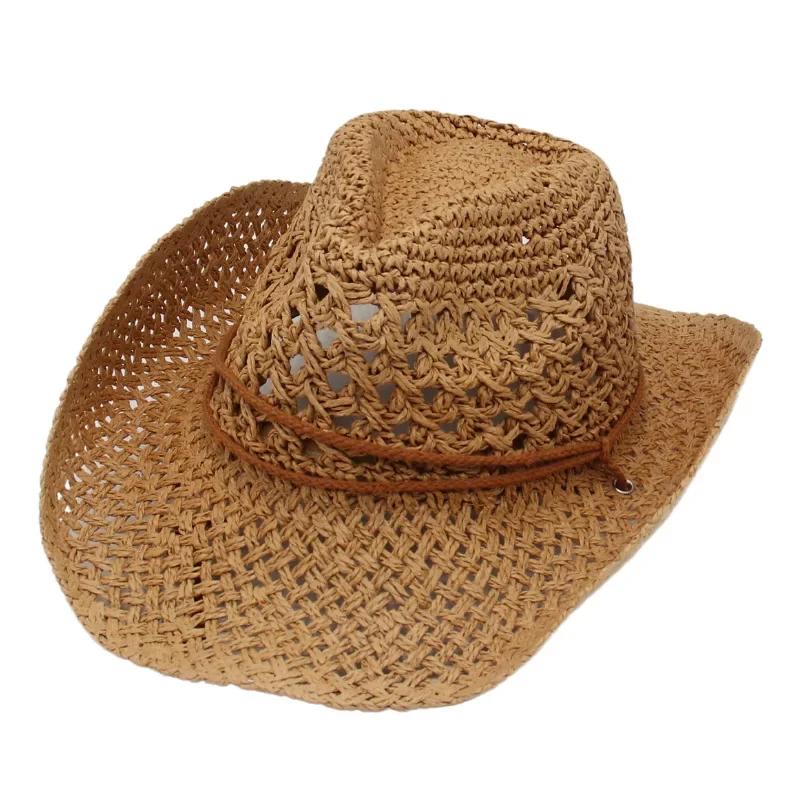 Vintage Western Cowboy Sun Hat Men Women Straw Hat Outdoor Travel  Ethnic Style Gift UV Protection Cap Chapeau Beach Hat