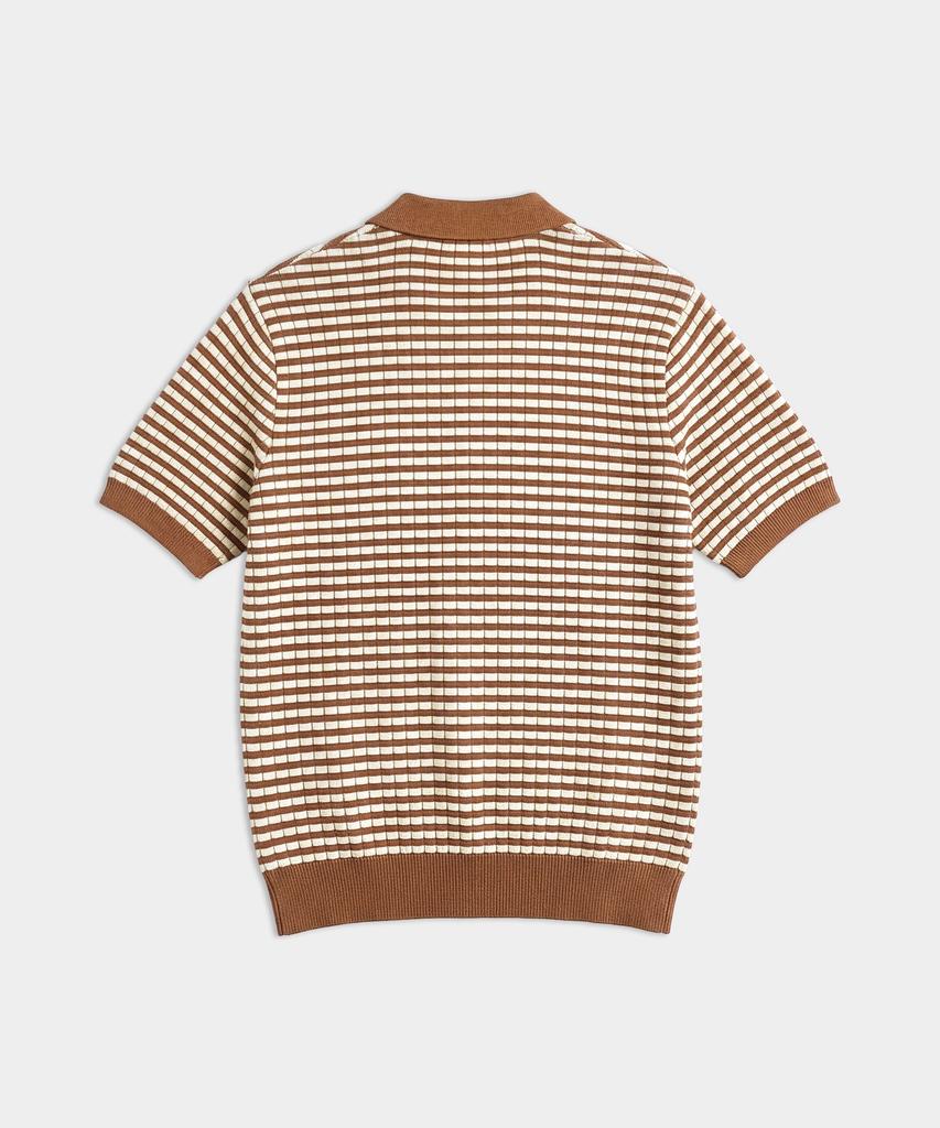 BIRBANTE Summer Washable Striped Collar Knit - Brick/Beige