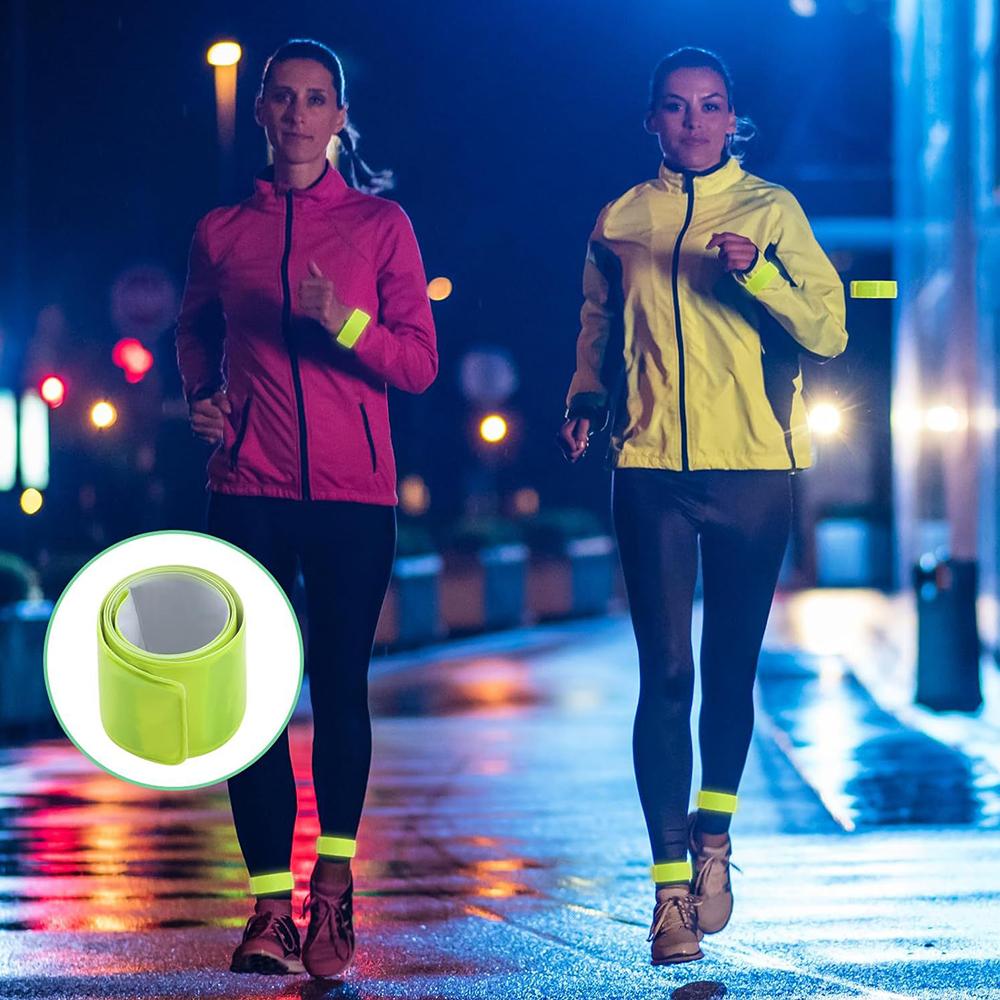 6pcs Reflective Bands Snap Bracelets, Safety for Joggers, Children, and Cyclists