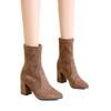 Women's High-Heeled Pointed-Toe  Ankle Boots Chunky Suede Stretchy Material for Autumn Winter Fashion Comfort