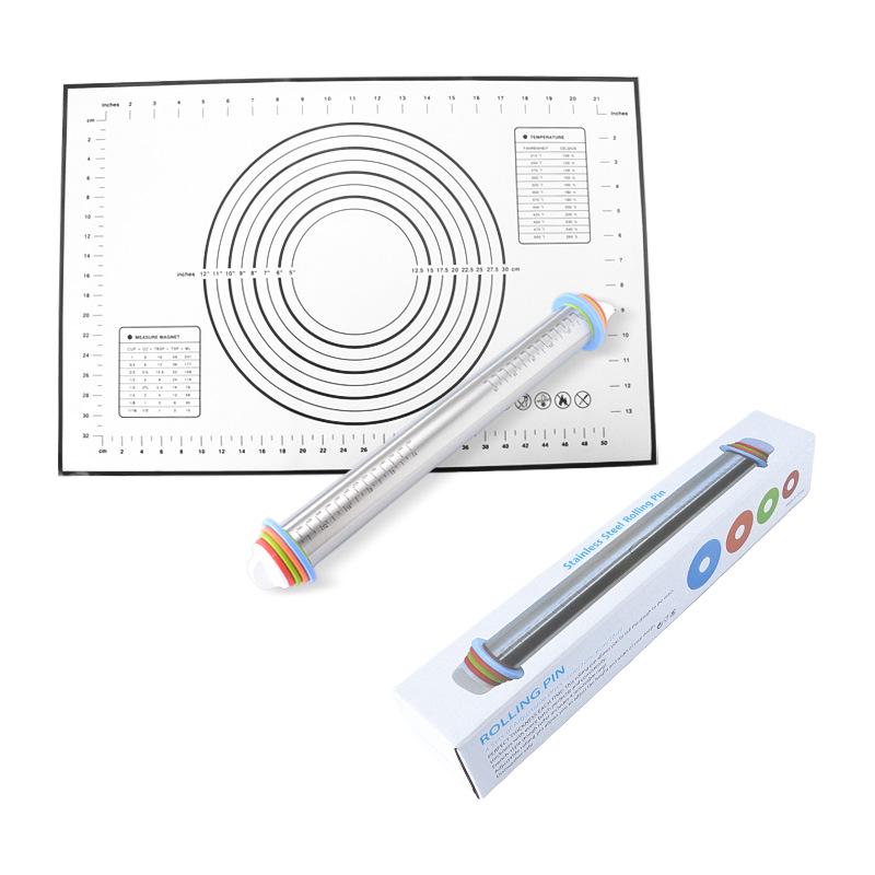17" Adjustable Stainless Steel Rolling Pin with Thickness Scale