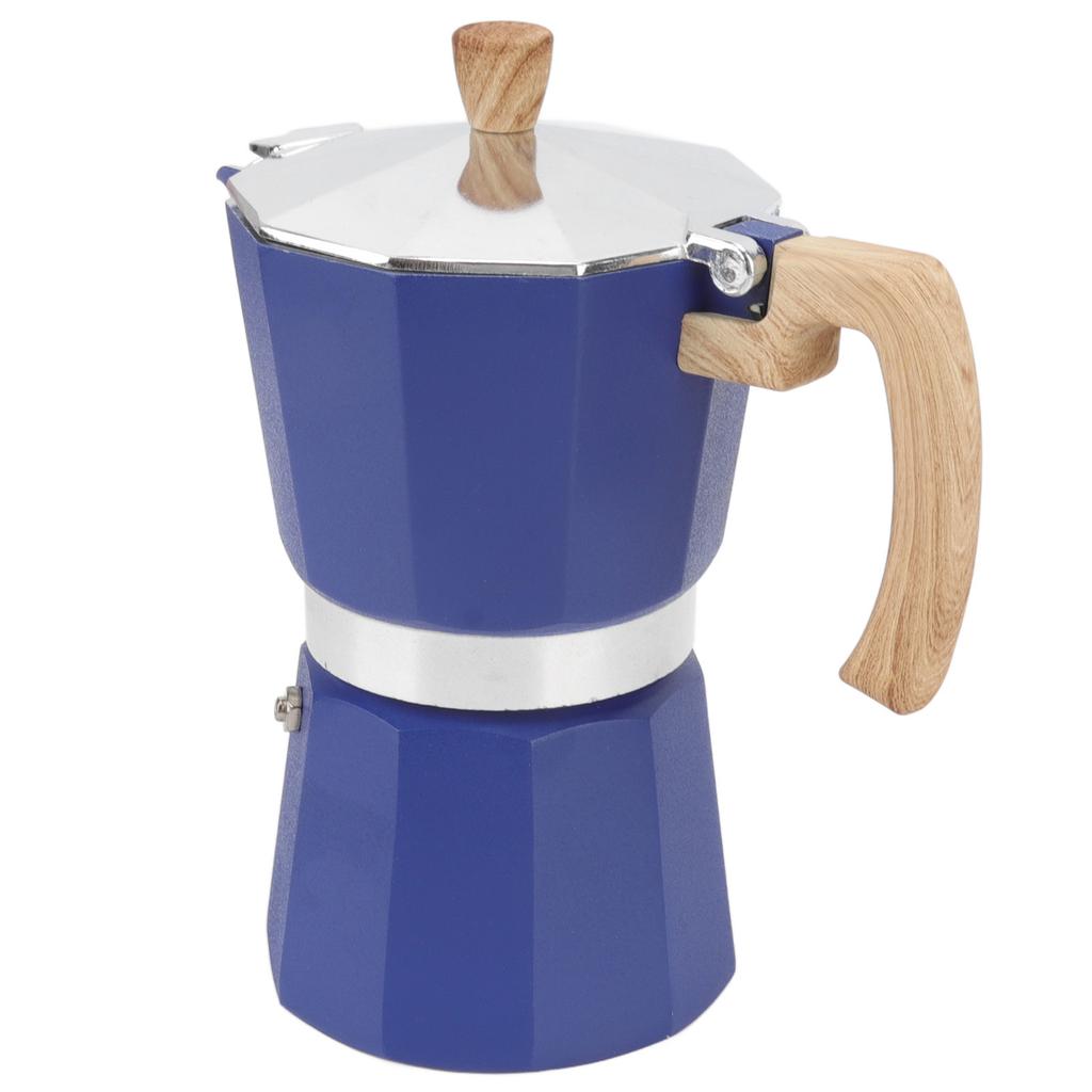 Stovetop Coffee Maker Aluminium Octagonal Moka Pot Coffee Maker Italian Coffee Making Pot for Home Office Blue 6 Cup