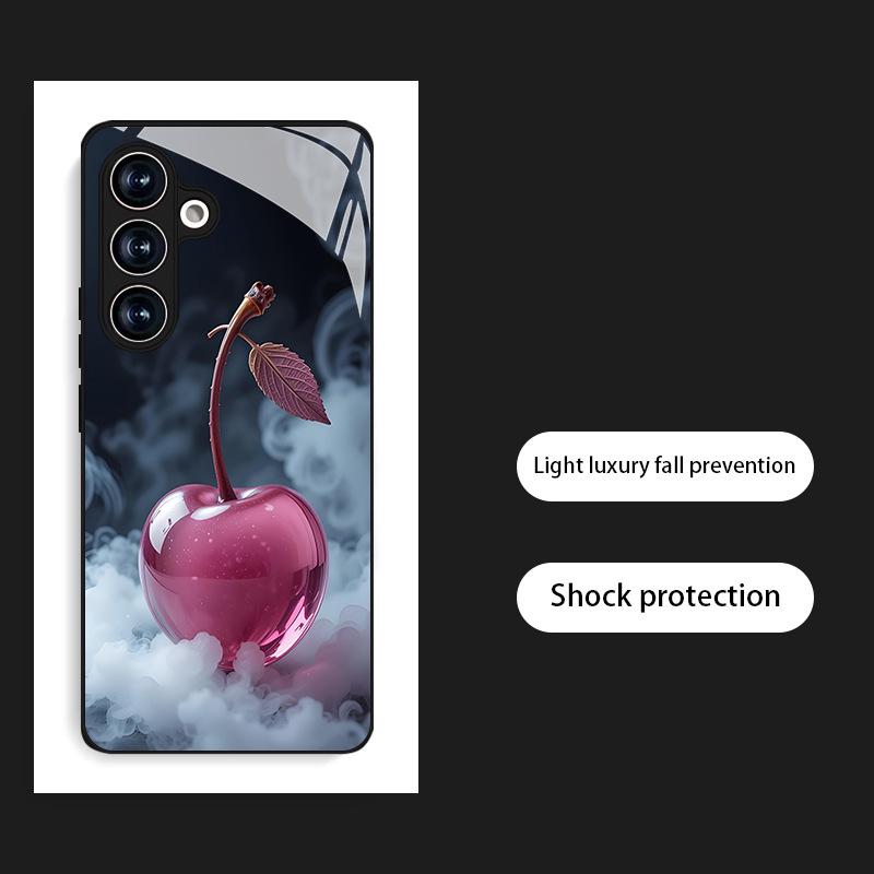Premium Liquid Glass Cherry Case for Samsung S21/24FE/S25+/S23 Ultra/S8 Plus