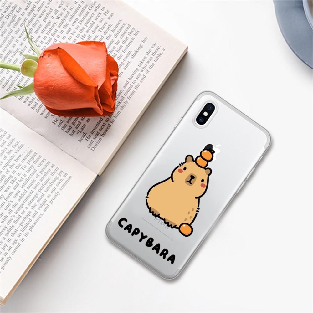 Cartoon Cute Capybara Phone Case For iPhone 14 13 12 11 Pro Max XS X XR SE 2020 6 7 8 Plus Mini Protective Cover
