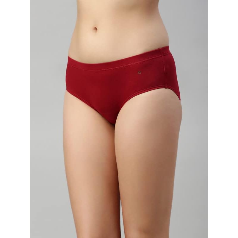 Enamor Stretchable Cotton Hipster Panties for Women Pack of 6, Full Coverage Grip Fit with Antimicrobial & Stain Release 2XL
