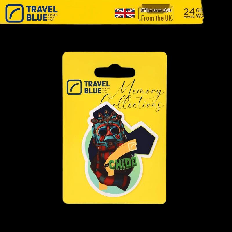 Travel Blue Mysterious Totem Mask Embroidered Label