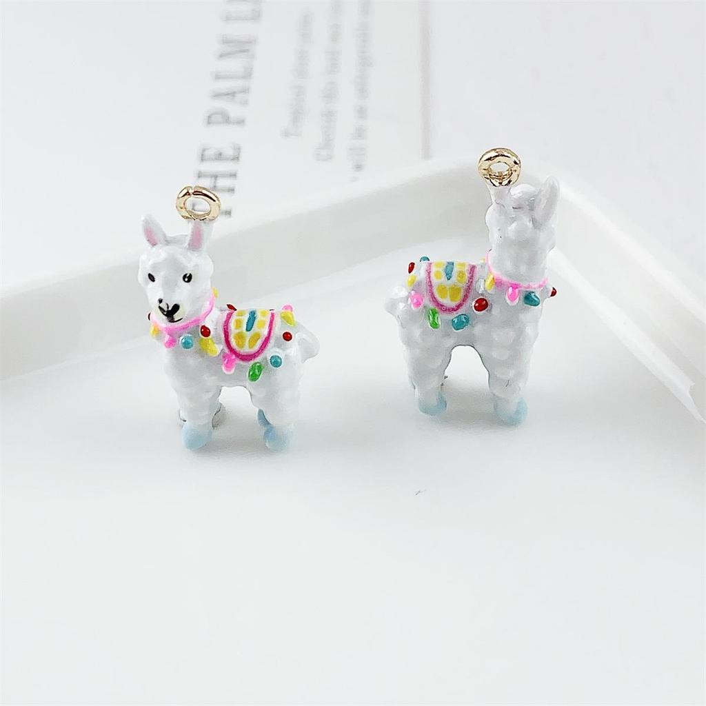 Kleurrijk 3D Alpaca Cartoon Bedeltje Hanger voor DIY Sieraden Armband Ketting