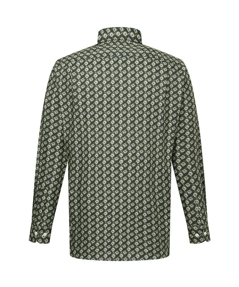 DAKS SHIRTS Cotton Blend Print Shirt Regular Fit Green_Dma1Shcl131E1