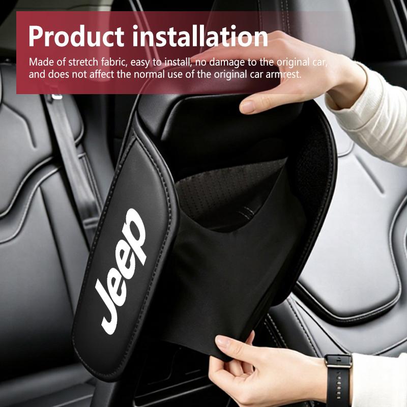 For Jeep Car Arm Rest Cushion Leather Anti Scratch Armrest Box Protector Cover Grand Cherokee Wrangler JK Renegade Gladiator