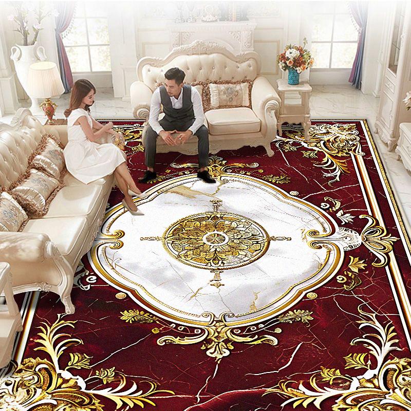 Evropský styl červené koberce do obývacího pokoje Vysoce kvalitní domácí koberce pod pohovku a stůl Velká velikost Luxusní dekorace do ložnice Podlahová rohož Protiskluzová