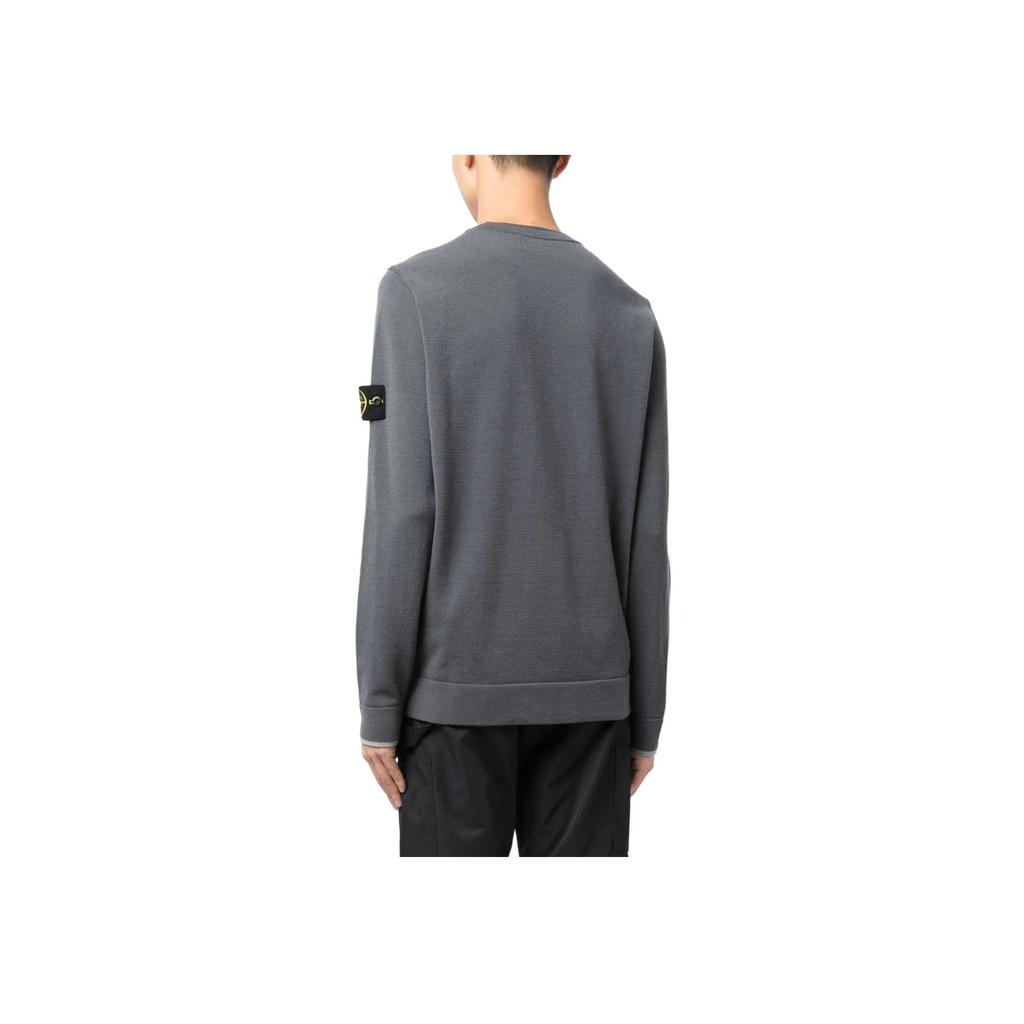 STONE ISLAND Logo Patch Sweater Lead Grey Men Tops 7915526A1-V0062