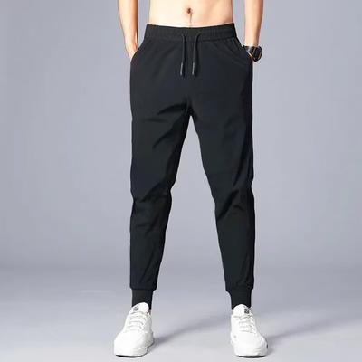 Men's Harem Pants Drawstring Elastic Waist Casual Trouser Beach Pants with Pockets