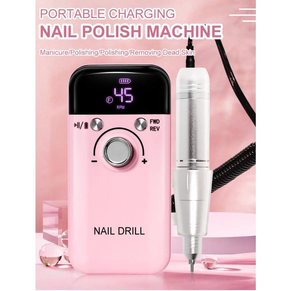 45000RPM Electric Nail Drill Machine Professional Nail Drills for Gel Nails Polish Rechargeable Portable Nail File Manicure Tool
