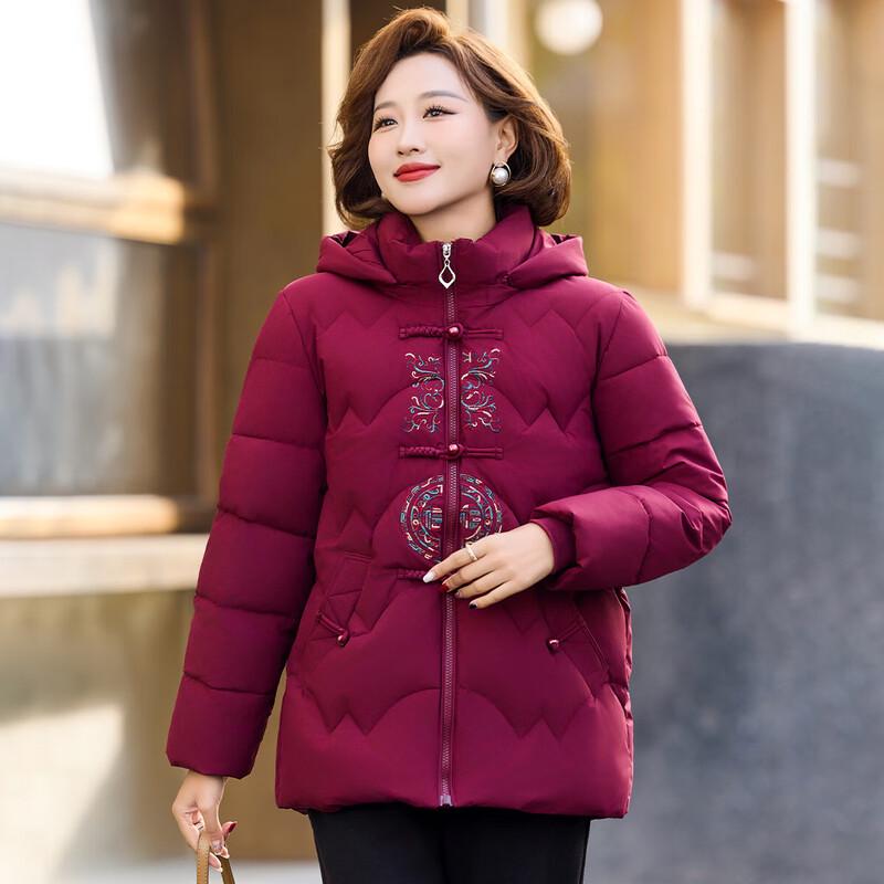 

Baolianduo Elegant Women s Embroidered Winter Hooded Cotton Coat 2XL