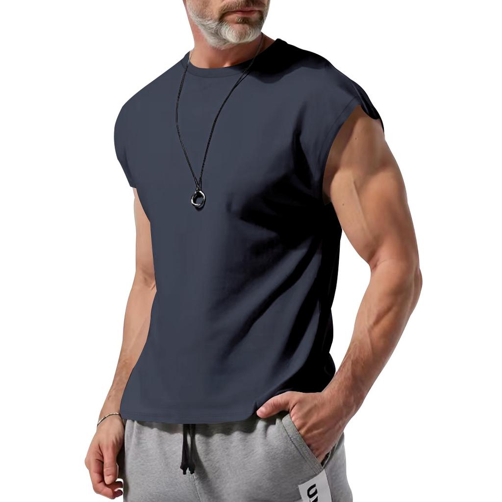 New Summer Vest Men Loose Casual Solid Color Thin T-shirt Men
