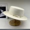 European, American and British Fashion Autumn and Winter Hats Women's Versatile Australian Wool Leather Top Hat French Wide Edge Belt Flat Top Hat