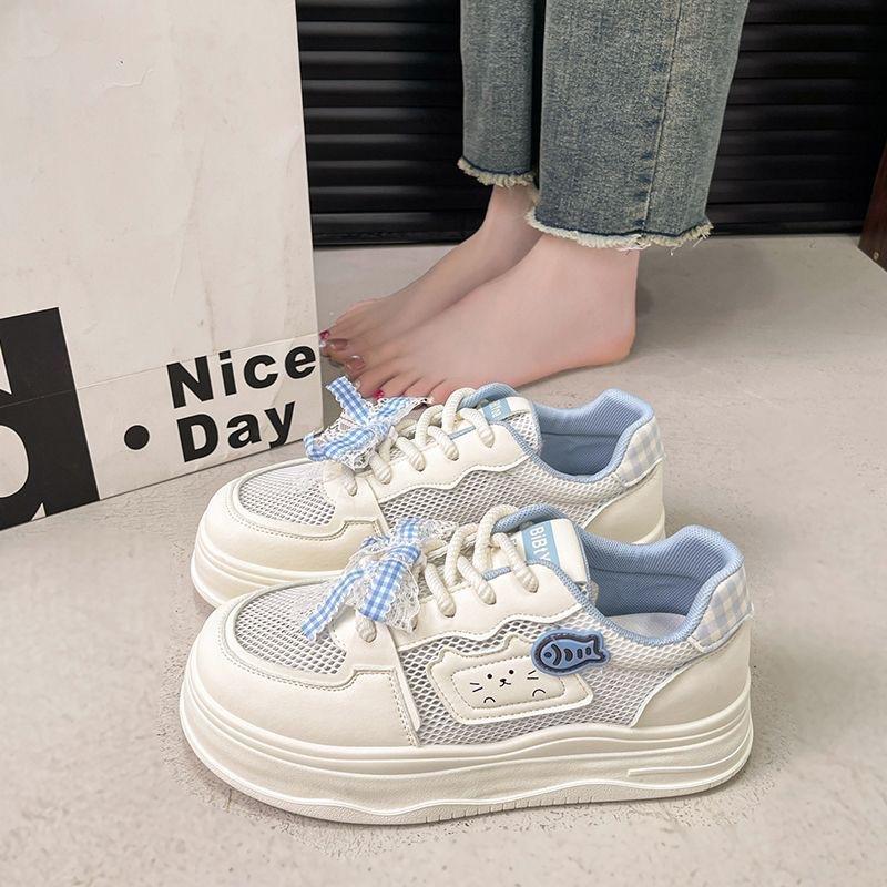 Mesh women's milk fufu thick sole cute versatile casual sports net shoes 2026 summer new board shoes