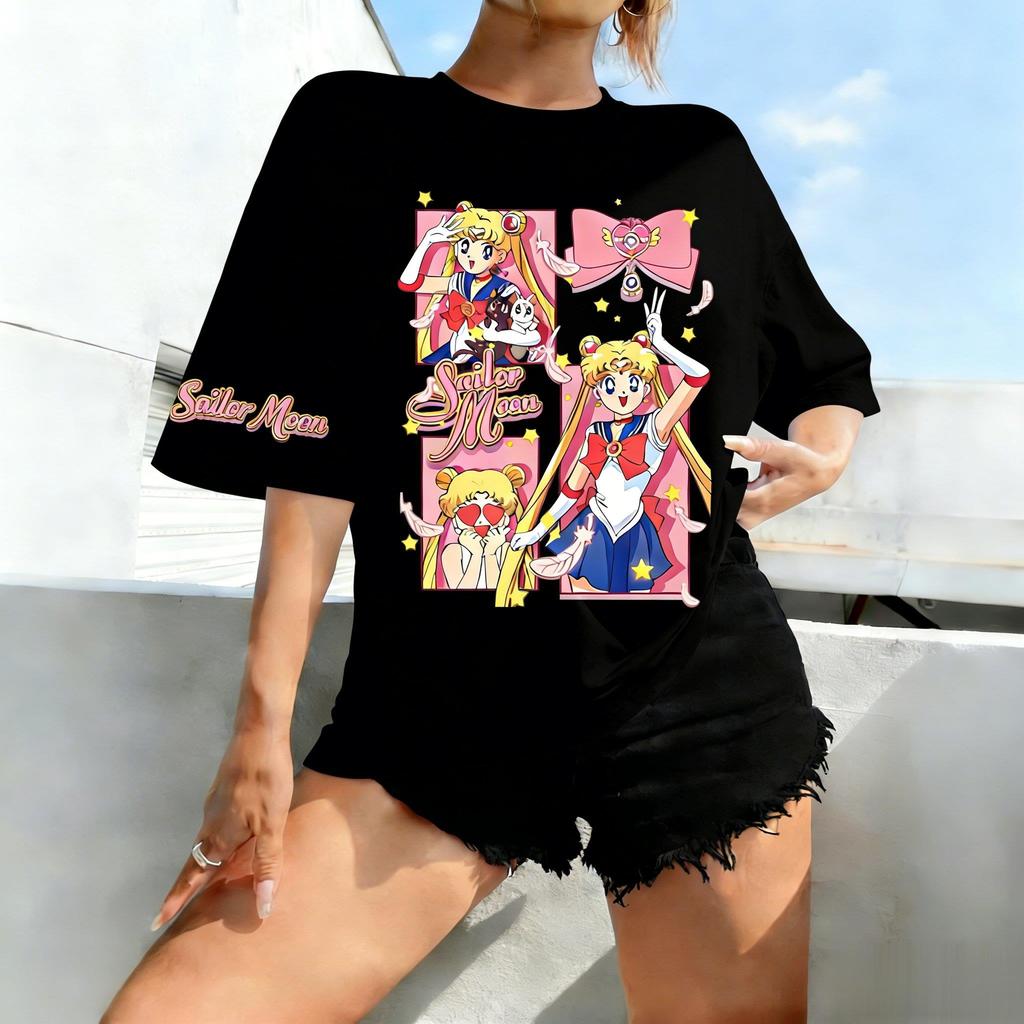 Oversized Vintage Sailor Moon Anime T Shirt Unisex Women Short Sleeve Tee Summer Graphic Print Streetwear Casual Tops Kids Unisex