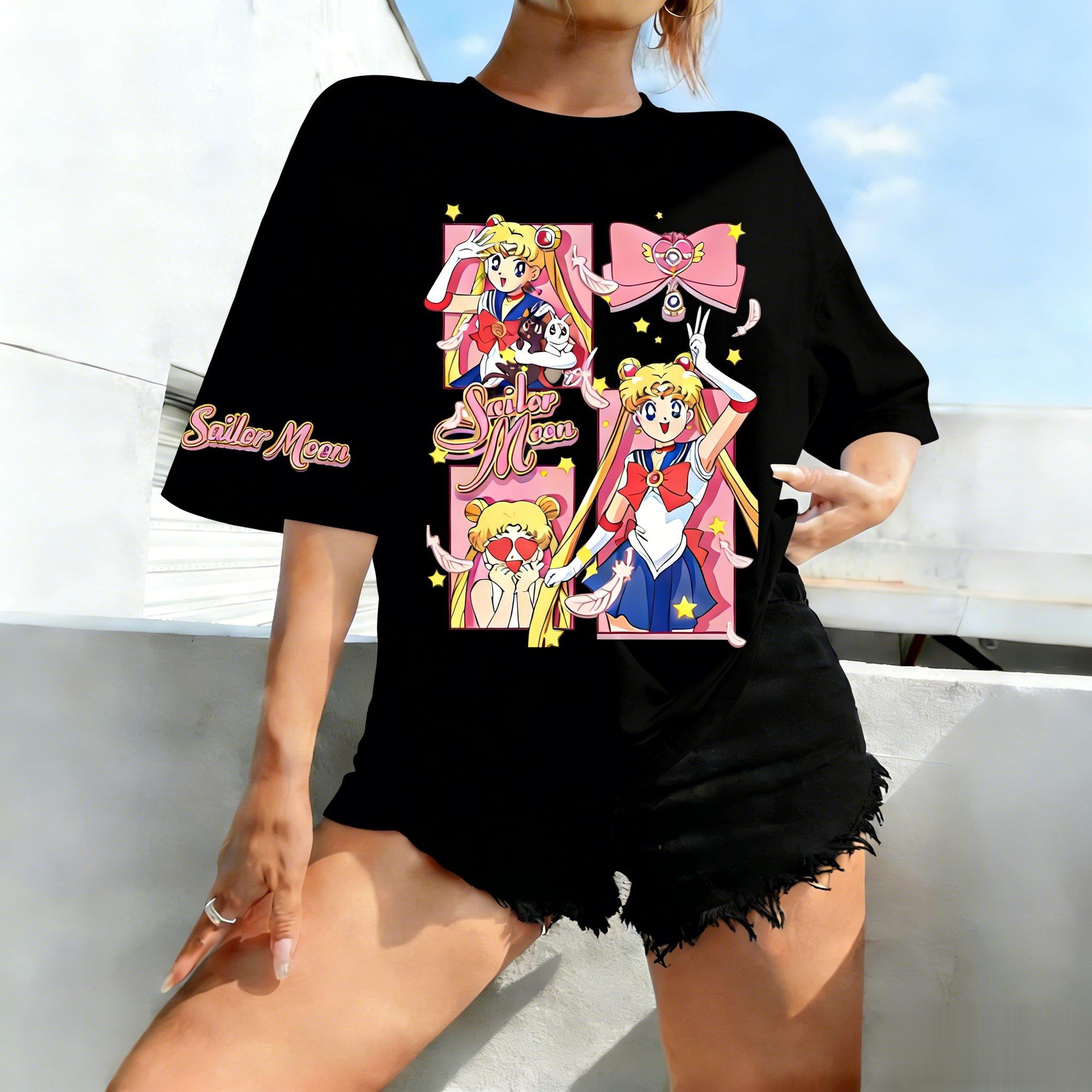 

Oversized Vintage Sailor Moon Anime T Shirt Unisex Women Short Sleeve Tee Summer Graphic Print Streetwear Casual Tops Kids Unisex 4XL