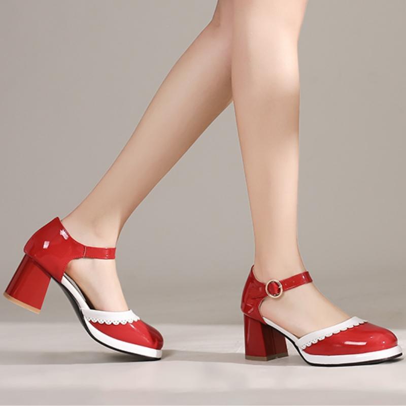 Fashion Summer Sandals Lolitas Shoes for Women Sweet High Heels Large Size Straps D'Orsay Pumps Pink Blue Heeled Wedding Shoes Ladies