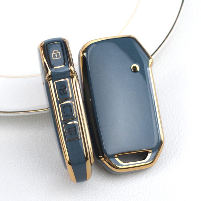 

Чехол для ключей от машины с 4 кнопками для Kia Sportage 2023 Kia Ray Sorento Soul Telluride Cerato 2020 K5 K8 2022, чехол из ТПУ, держатель для брелка 4B Button Key Case серый